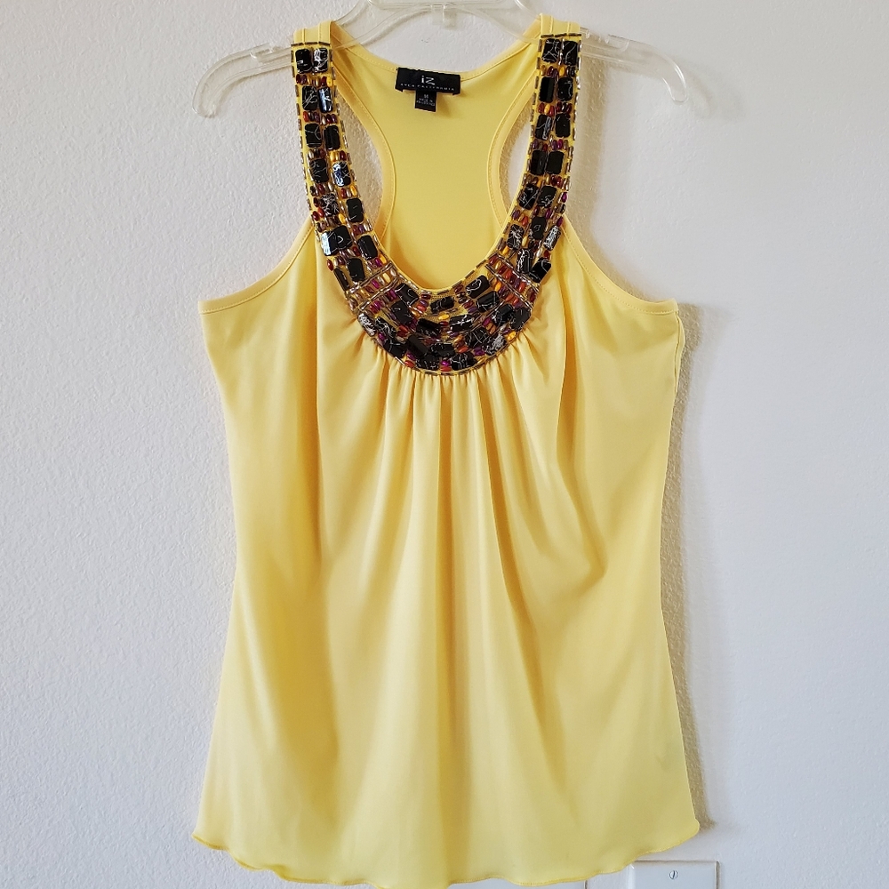 NWOT - iZ Byer California - Cute Sleeveless Top with Black and Colorful Beads